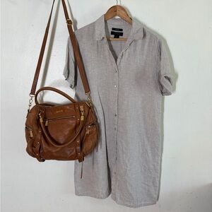 Tahari Linen Shirt in Light Gray
